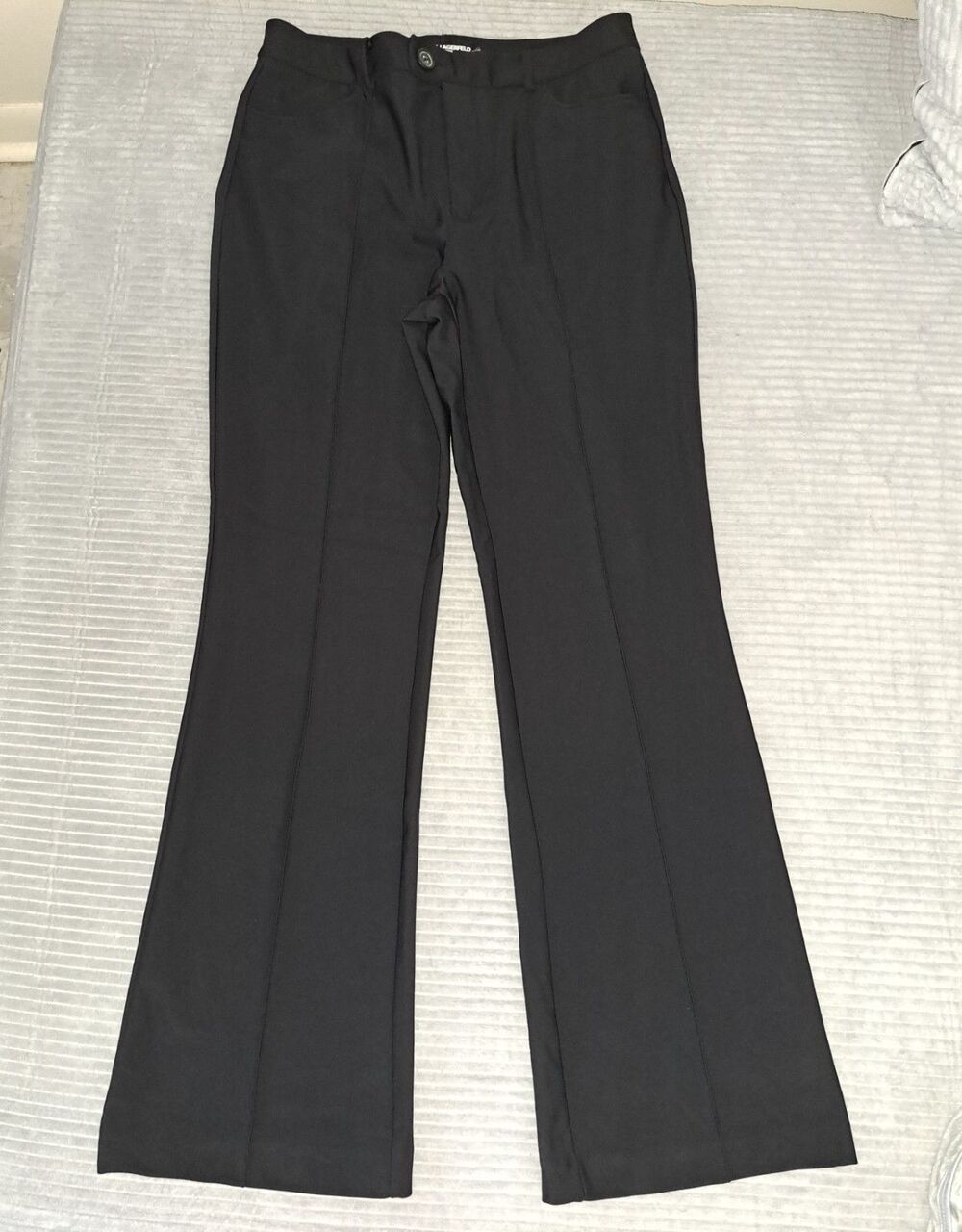 Karl Lagerfeld Paris Women black Wide Leg Trousers Dress Pants Size 8